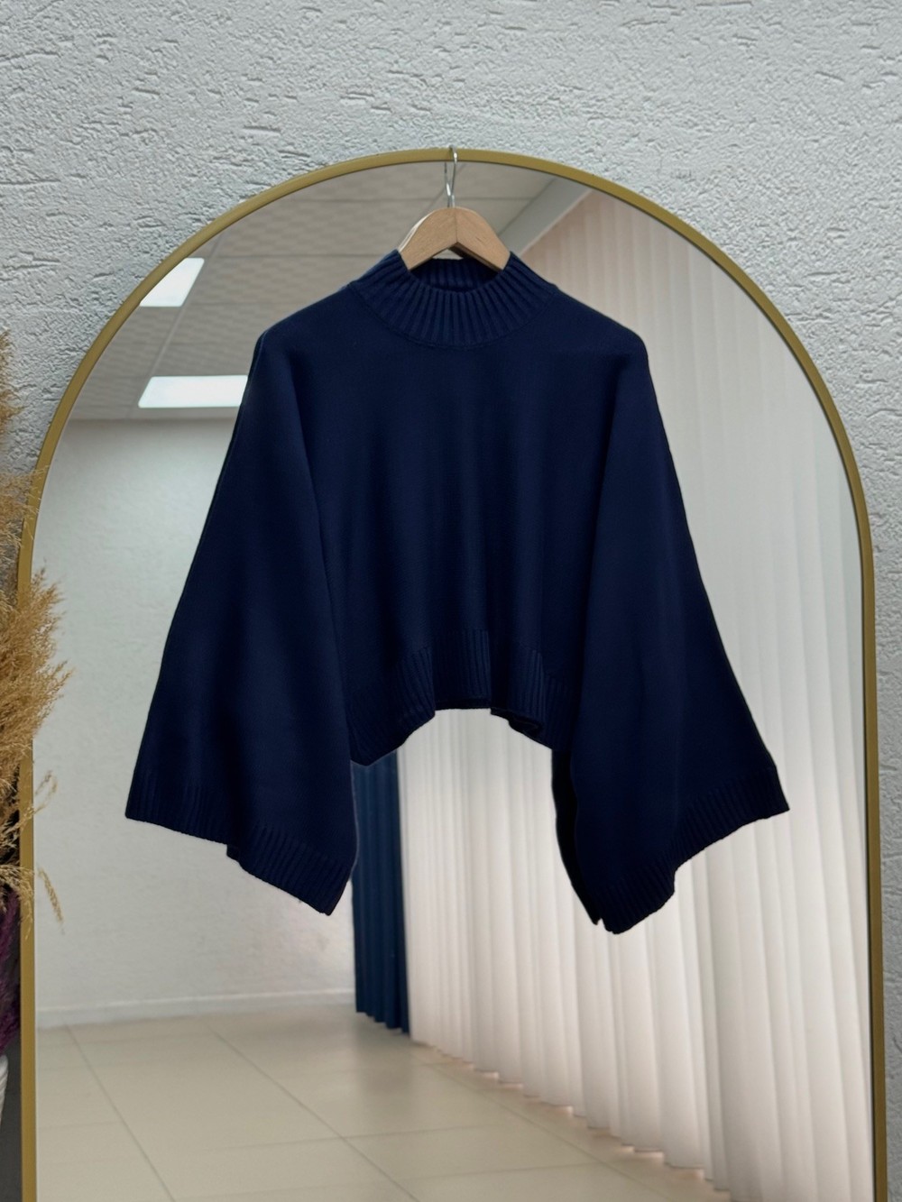 Zinnur Geniş Kol Triko Tunik-KR5076 Lacivert