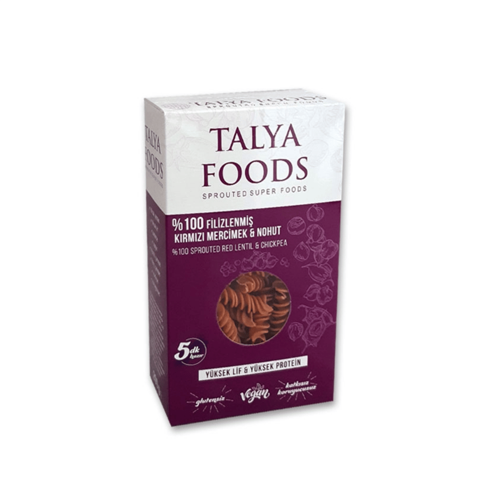 Talya Foods Filizlenmiş Kırmızı Mercimek Nohut Makarnası 200 gr