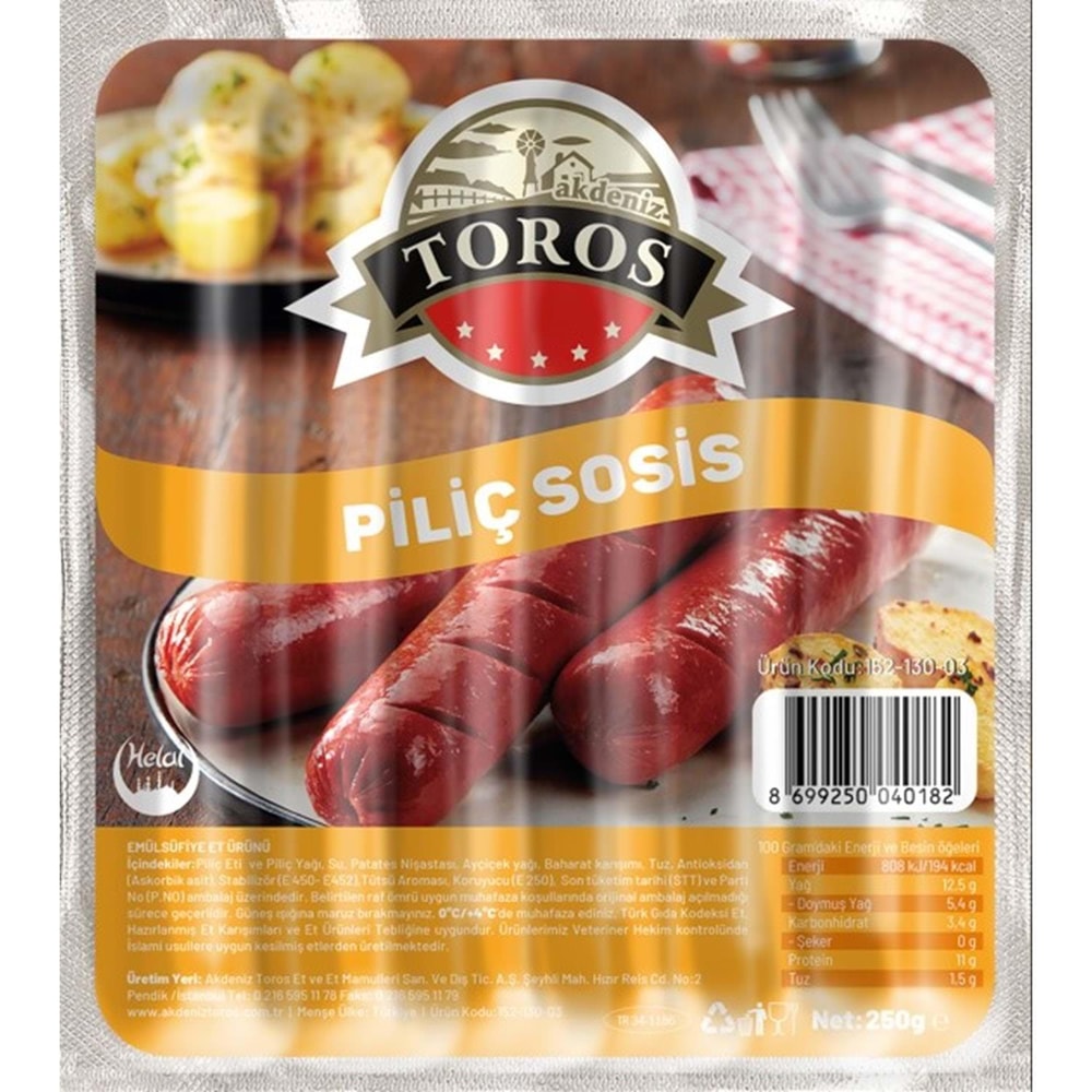 Akdeniz Toros Piliç Sosis 225 grVafi