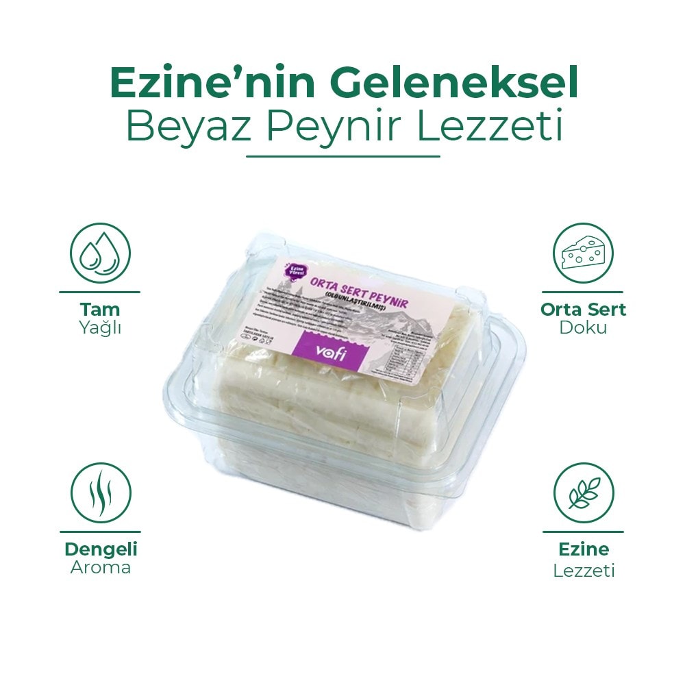 Vafi Ezine Orta Sert Tam Yağlı Beyaz Peynir 