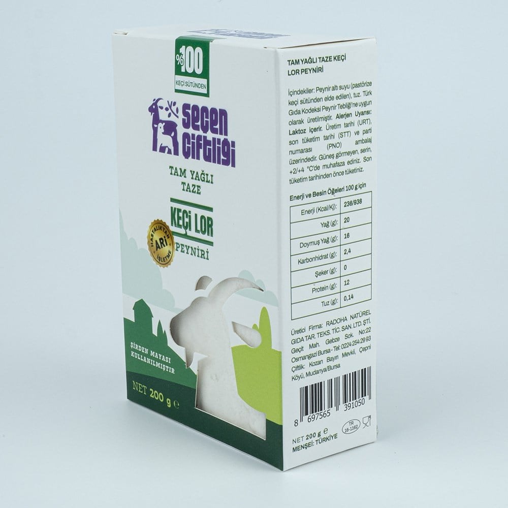 Seçen Çiftliği Tam Yağlı Taze Keçi Lor Peyniri 200 Gr 1 ADETRadoha