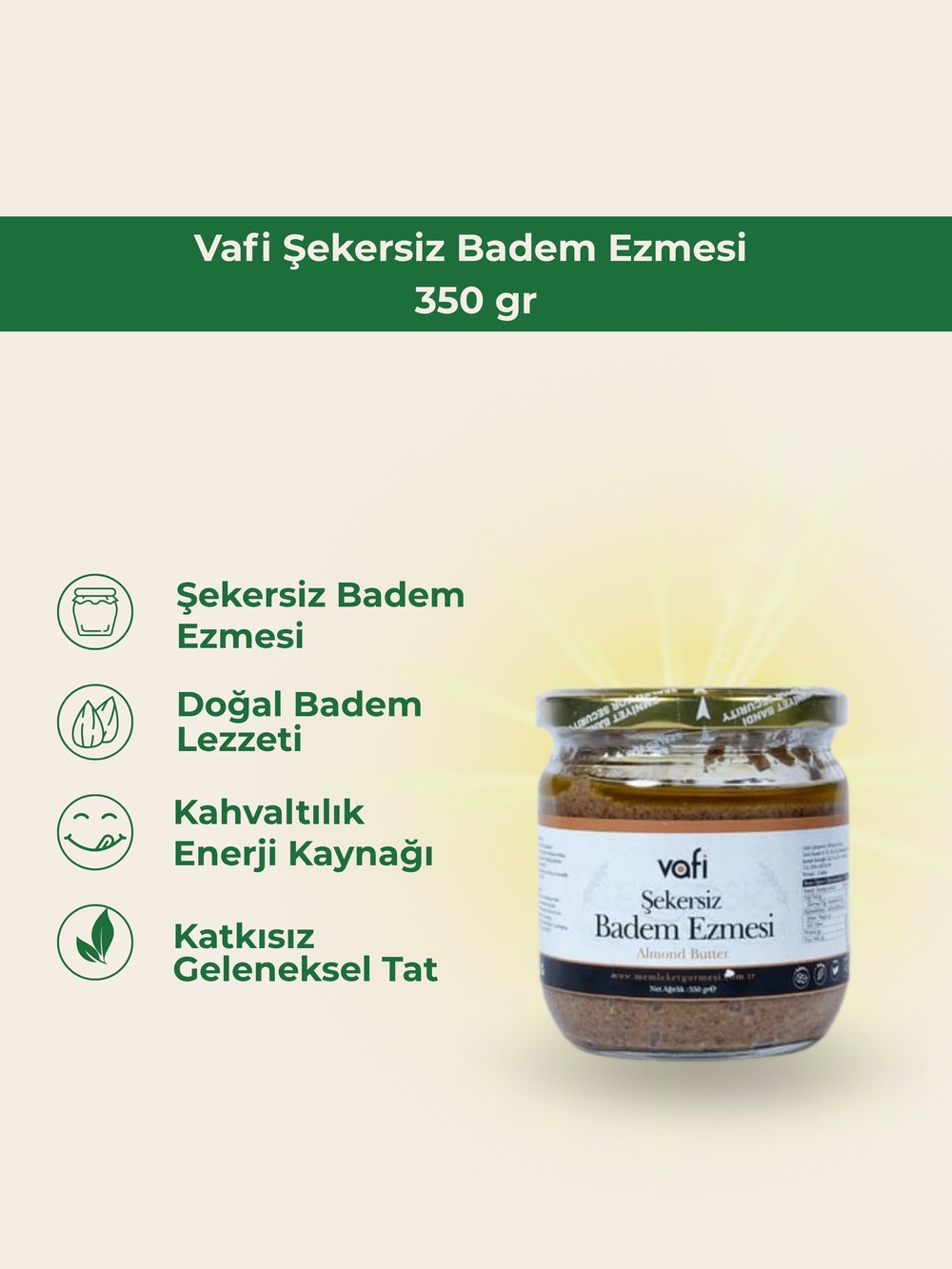 Şekersiz Badem Ezmesi 350 gr MG