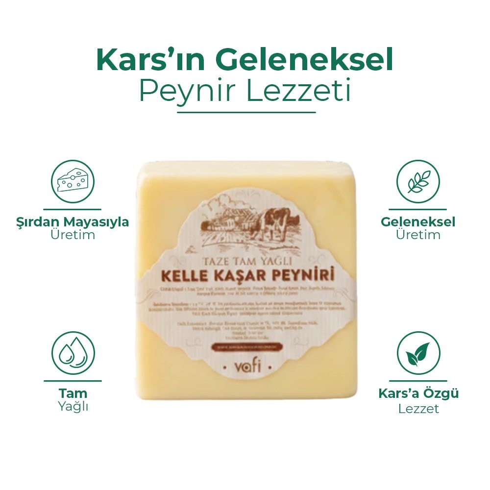Vafi Şırdan Mayalı Kars Kelle Kaşar Peynir