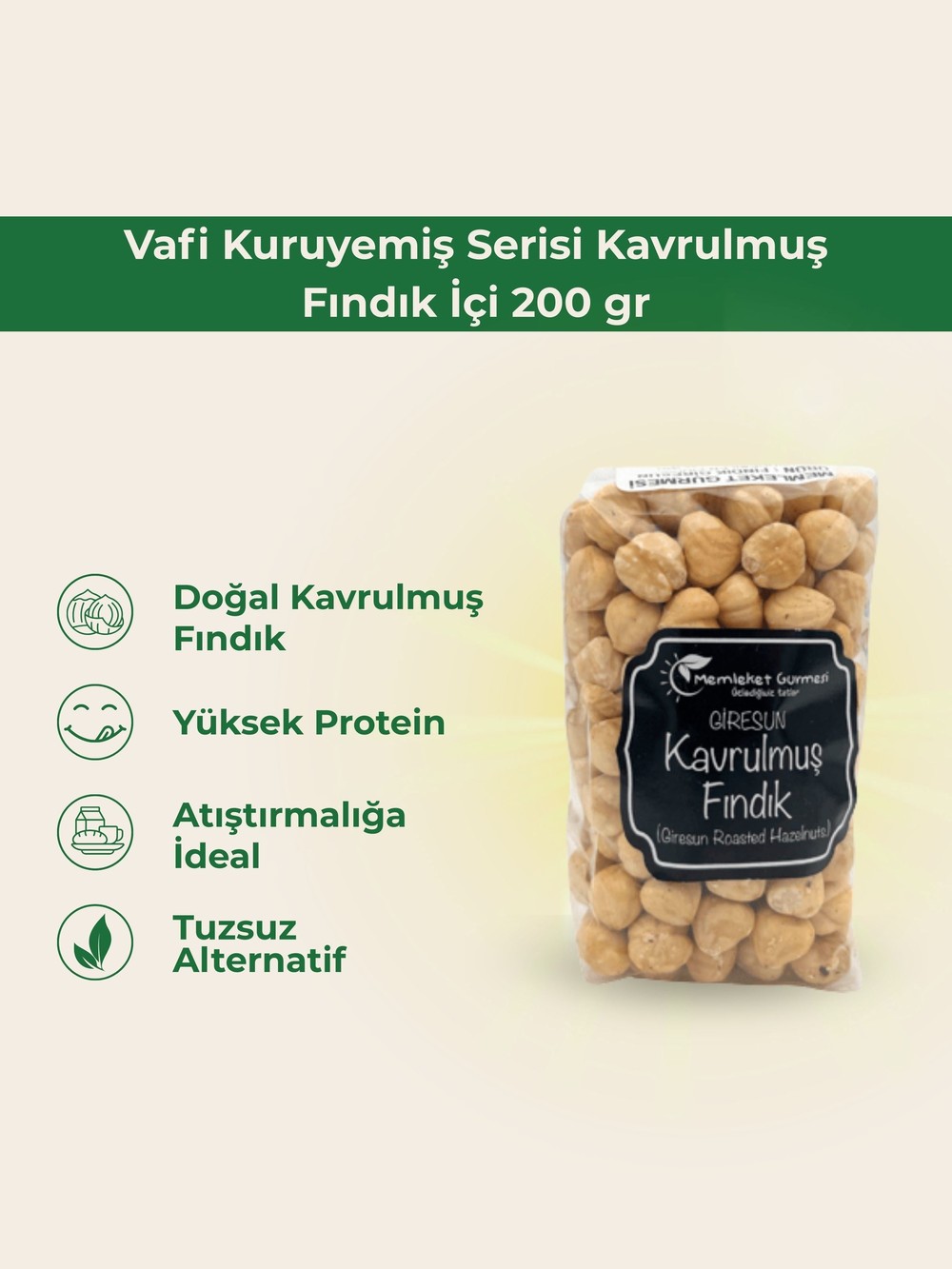 Vafi Kuruyemiş Serisi Kavrulmuş Fındık İçi 200 gr