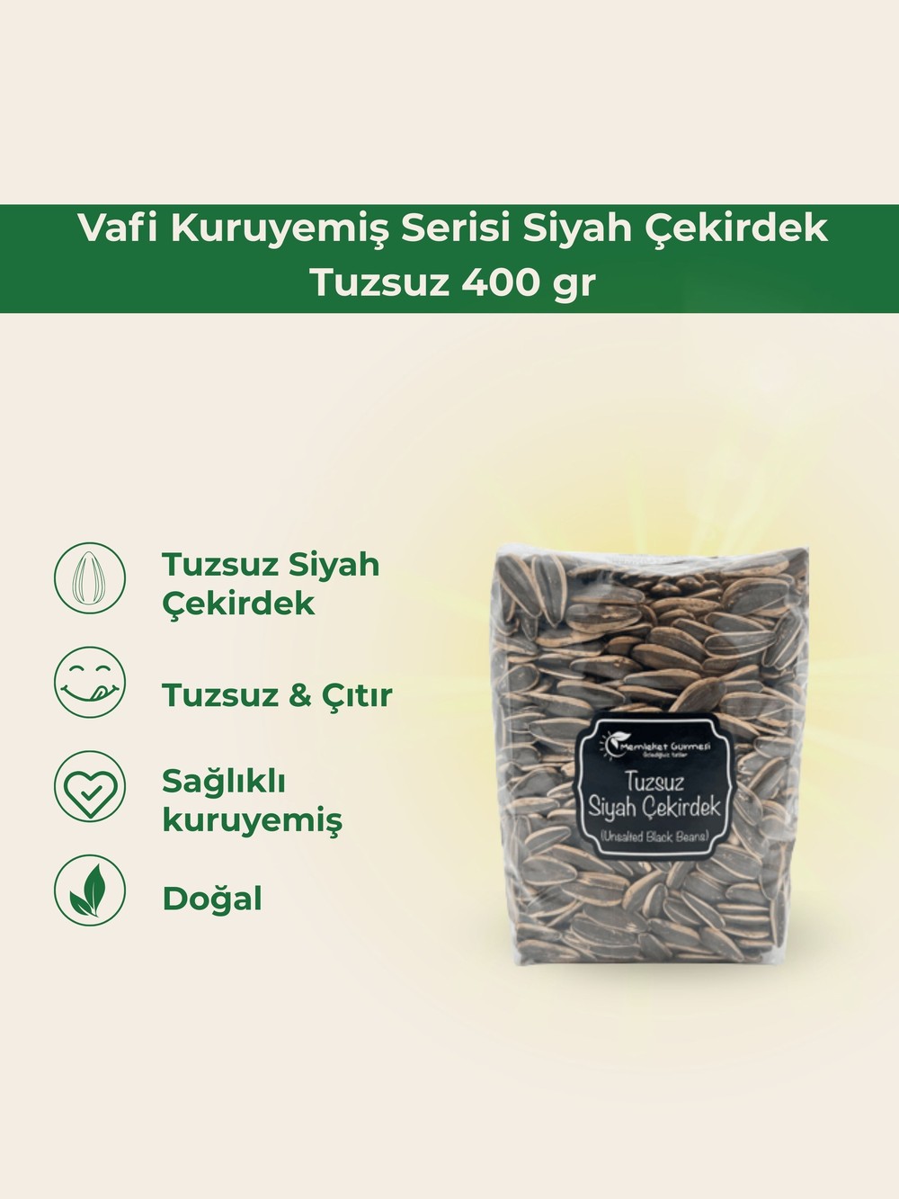 Vafi Kuruyemiş Serisi Siyah Çekirdek Tuzsuz 400 gr