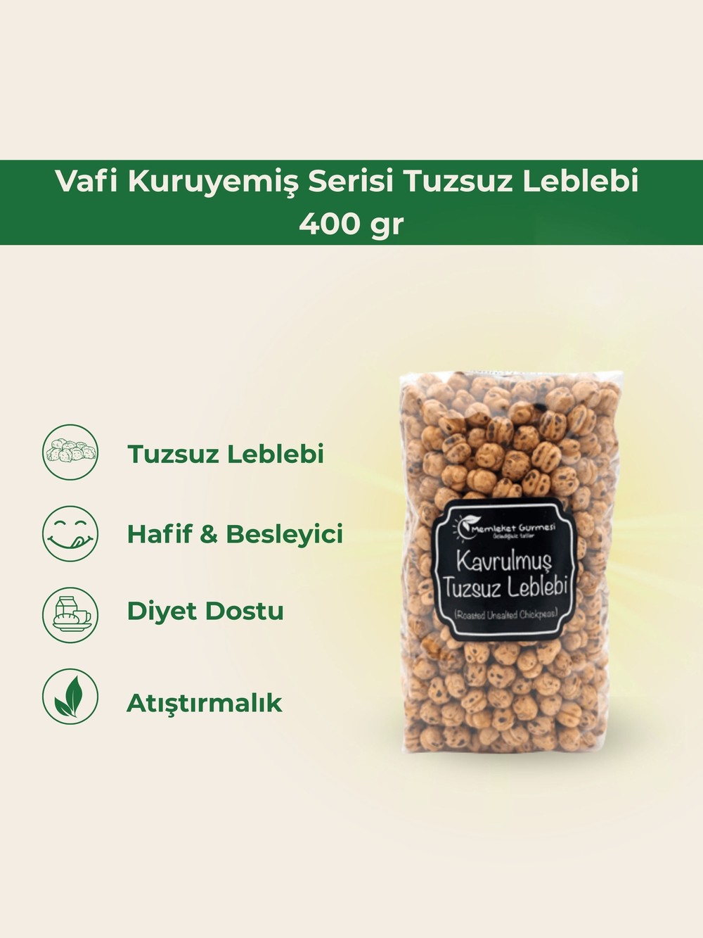 Vafi Kuruyemiş Serisi Tuzsuz Leblebi 400 gr