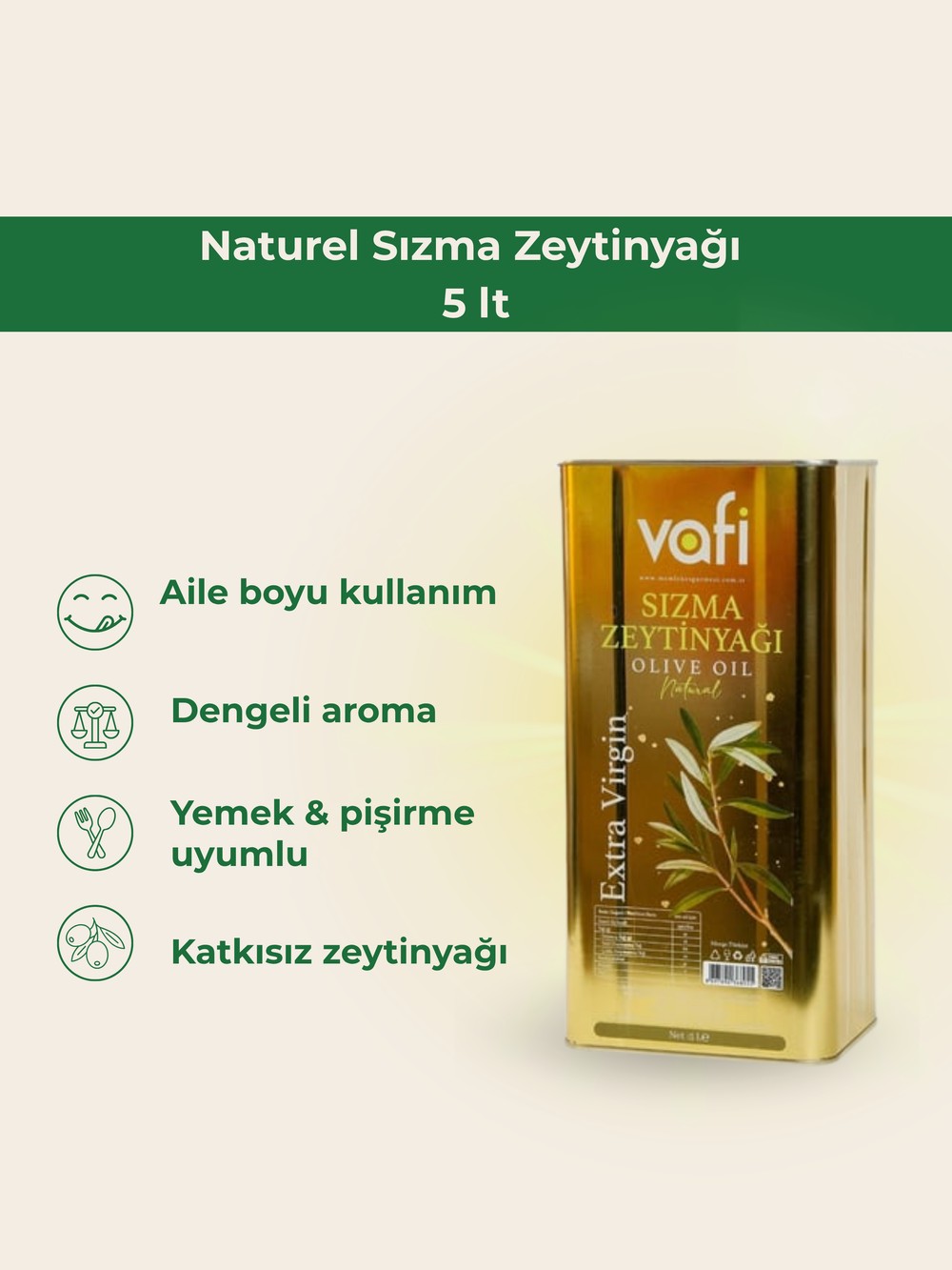 Vafi Naturel Sızma Zeytinyağı 5 lt  1 ADET