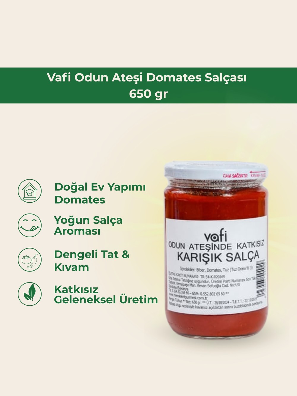 Vafi Odun Ateşi Domates Salçası 650 gr 1 ADET