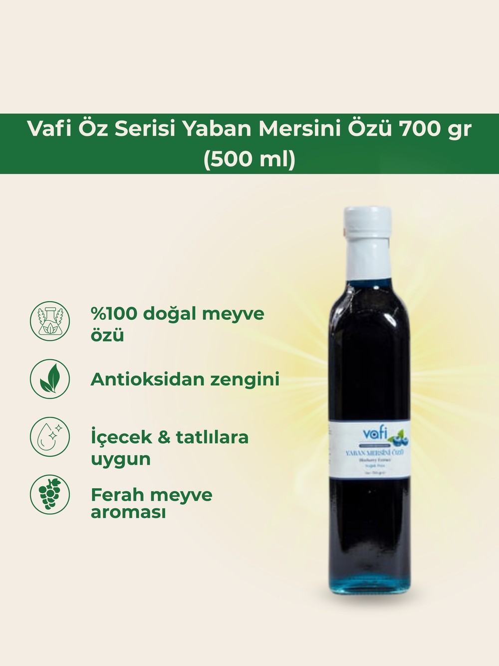 Vafi Öz Serisi Yaban Mersini Özü 700 gr(500 ml)