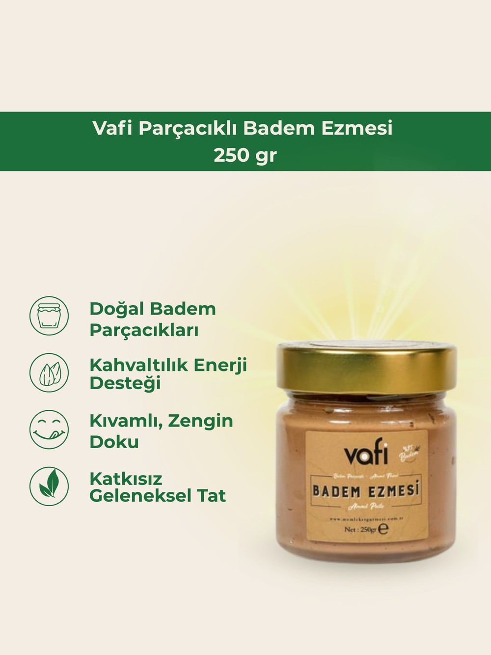 Vafi Parçacıklı Badem Ezmesi 250 gr