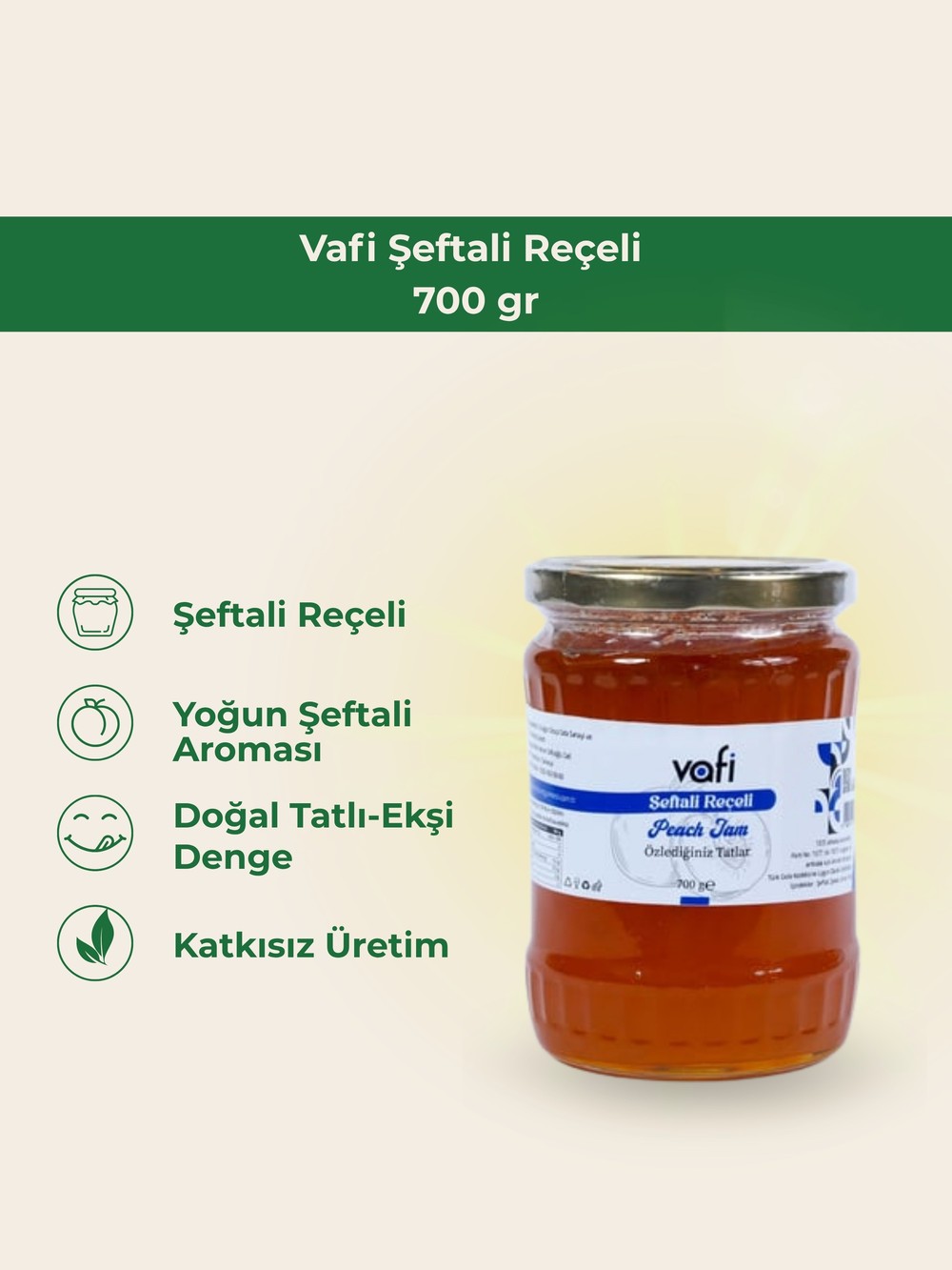 Vafi Şeftali Reçeli 700 gr MG