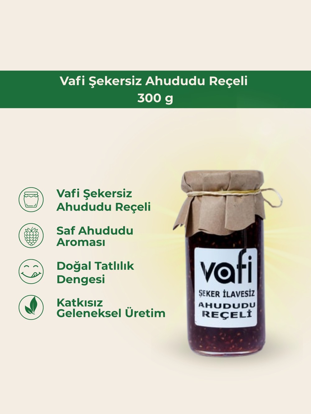 Vafi Şekersiz Ahududu Reçeli 300 g
