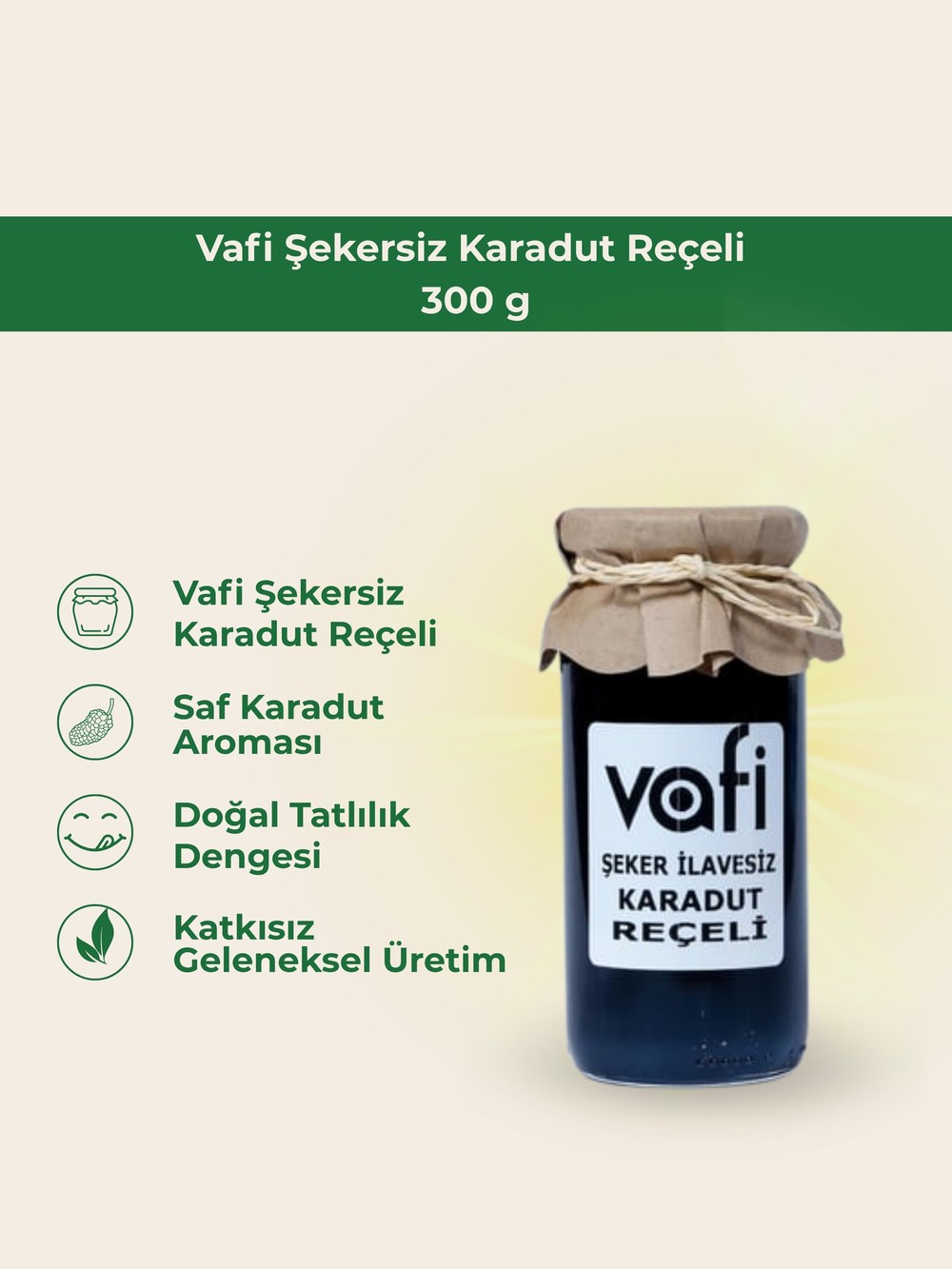 Vafi Şekersiz Karadut Reçeli 300 g
