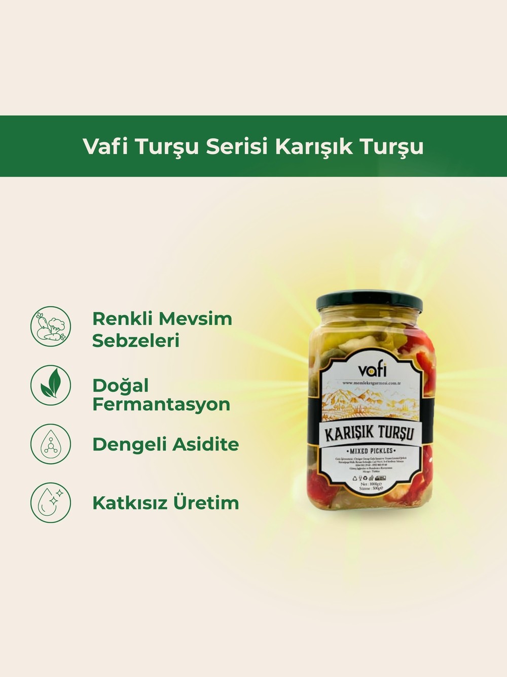 Vafi Turşu Serisi Karışık Turşu 1000cc-500gr