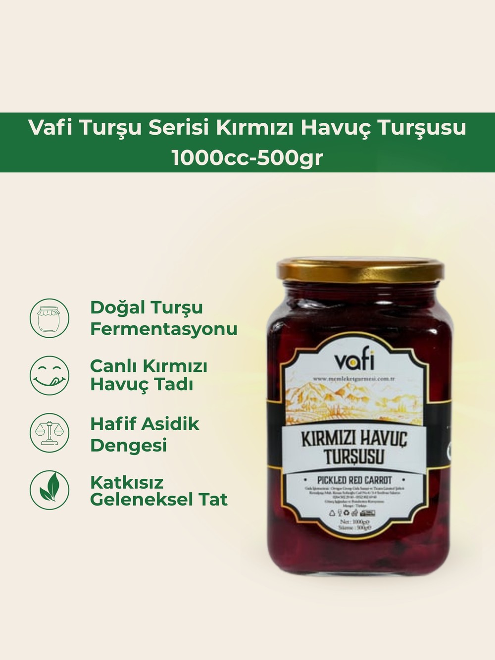 Vafi Turşu Serisi Kırmızı Havuç Turşusu 1000cc-500gr