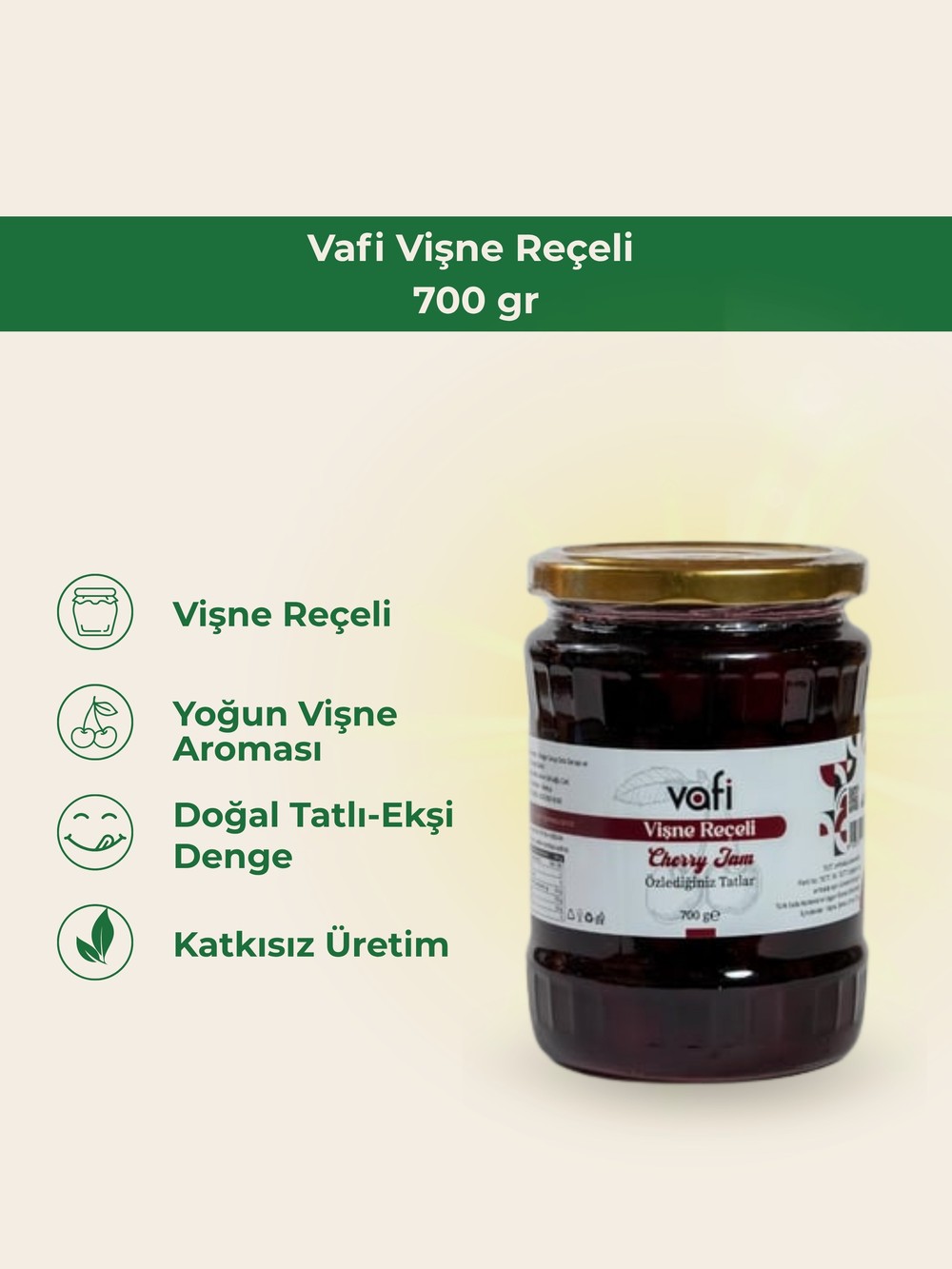 Vafi Vişne Reçeli 700 gr  1 ADET