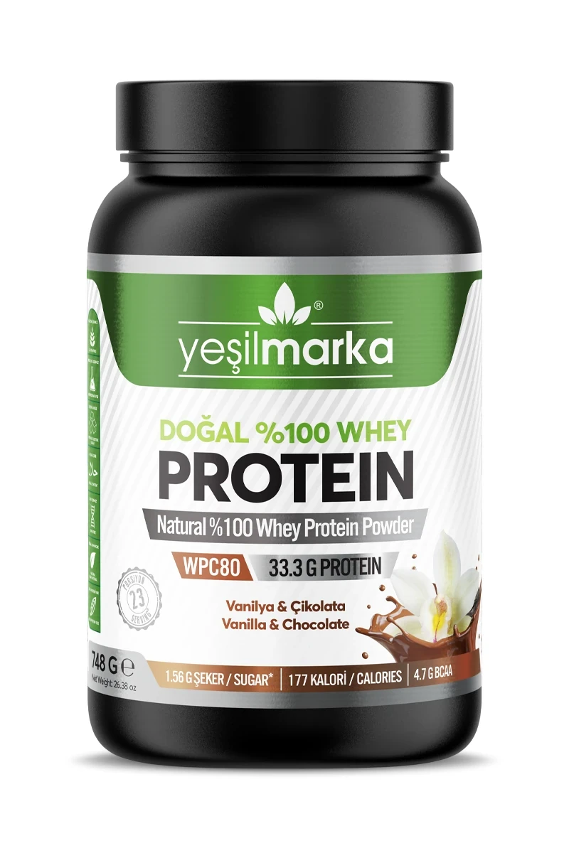 Yeşil Marka Doğal Whey Protein Tozu Vanilya&Çikolata 748 grYeşil Marka
