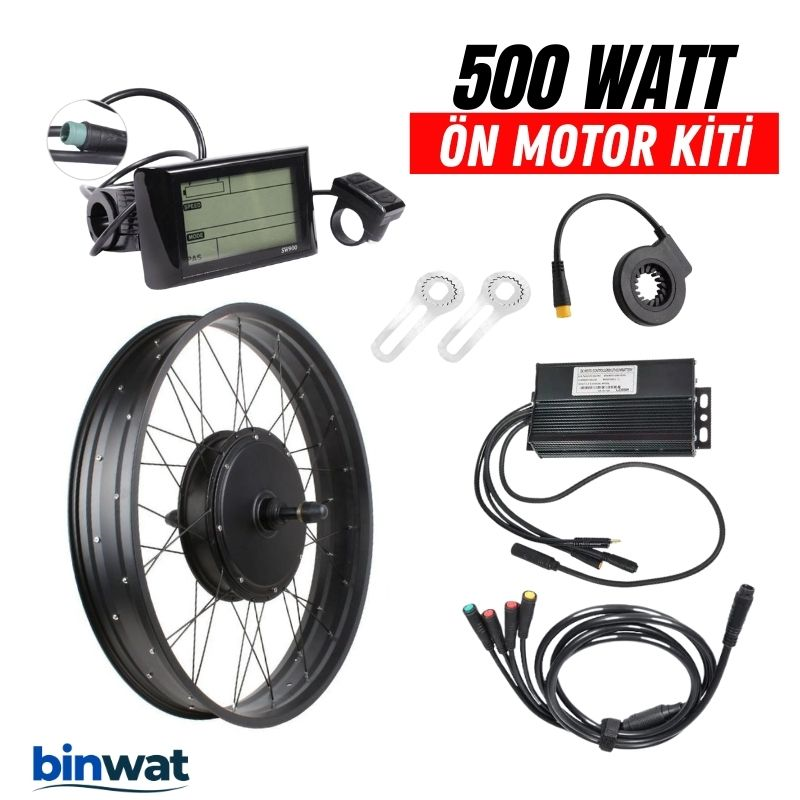 48 Volt Tel Jant 500 Watt Fatbike Elektrikli Bisiklet Motor Dönüşüm Kiti - 100 mm Ön Teker Uyumlu