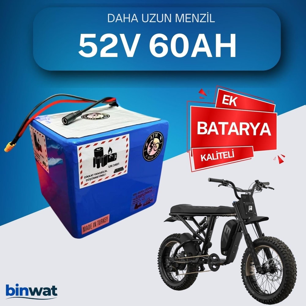52V 60 Ah Ek Batarya - Yüksek Performanslı Elektrikli Bisiklet Bataryası