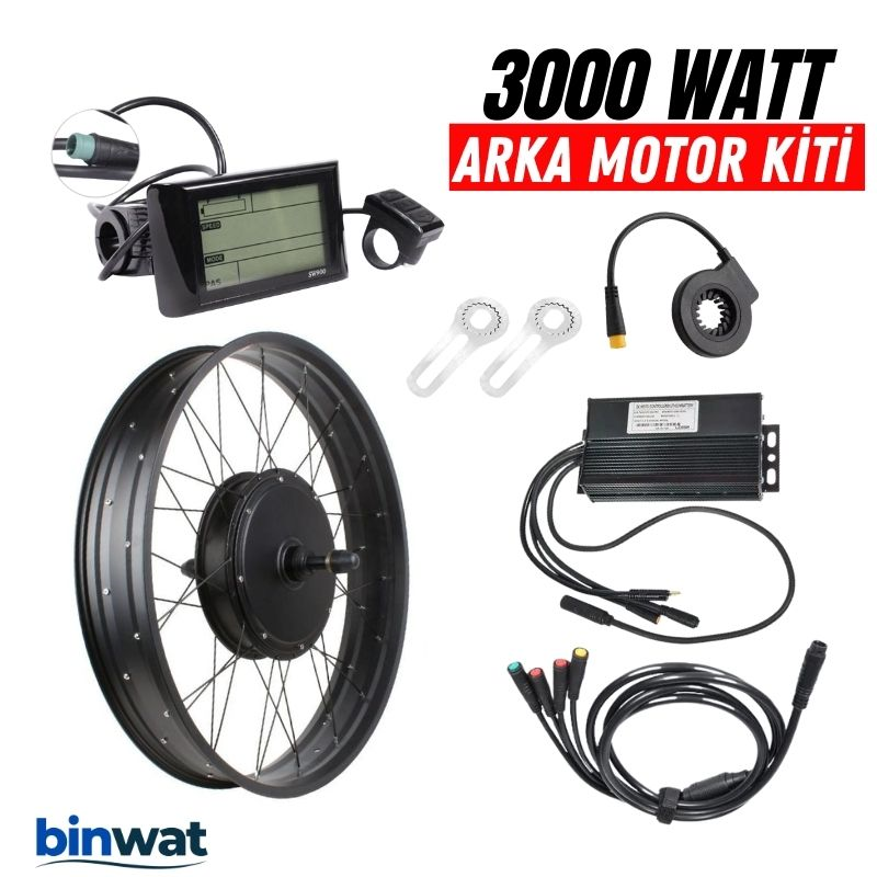 60 Volt Tel Jant 3000 Watt Fatbike Elektrikli Bisiklet Motor Dönüşüm Kiti - 170 mm Arka Teker Uyumlu60 VOLT 3000 WATT TEL JANT 20