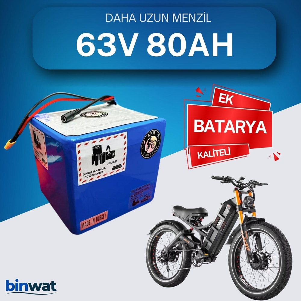 63V 80 Ah Ek Batarya - Yüksek Performanslı Elektrikli Bisiklet Bataryası