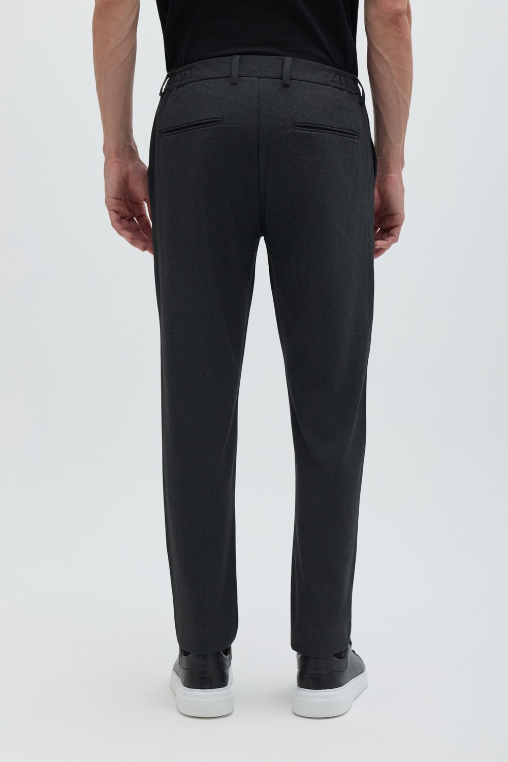 Antrasit Yanı Lastikli Köprülü Kemerli Slim Fit Jogger Pantolon