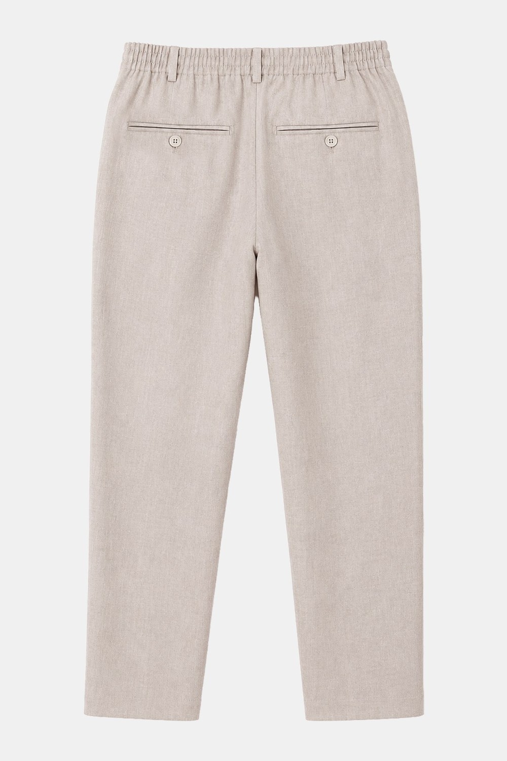Bej Keten Görünümlü Arka Lastikli Köprü Kemerli Bağcıklı Regular Fit Jogger Pantolon