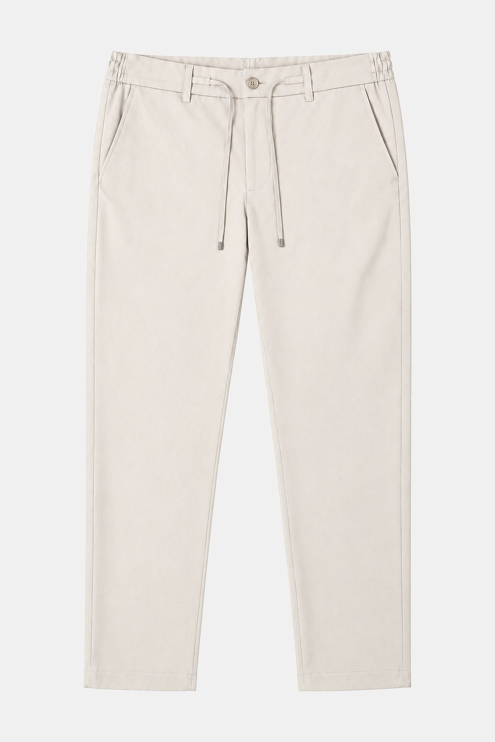 Bej Dokulu Arka Lastikli Köprü Kemerli Bağcıklı Slim Fit Jogger Pantolon