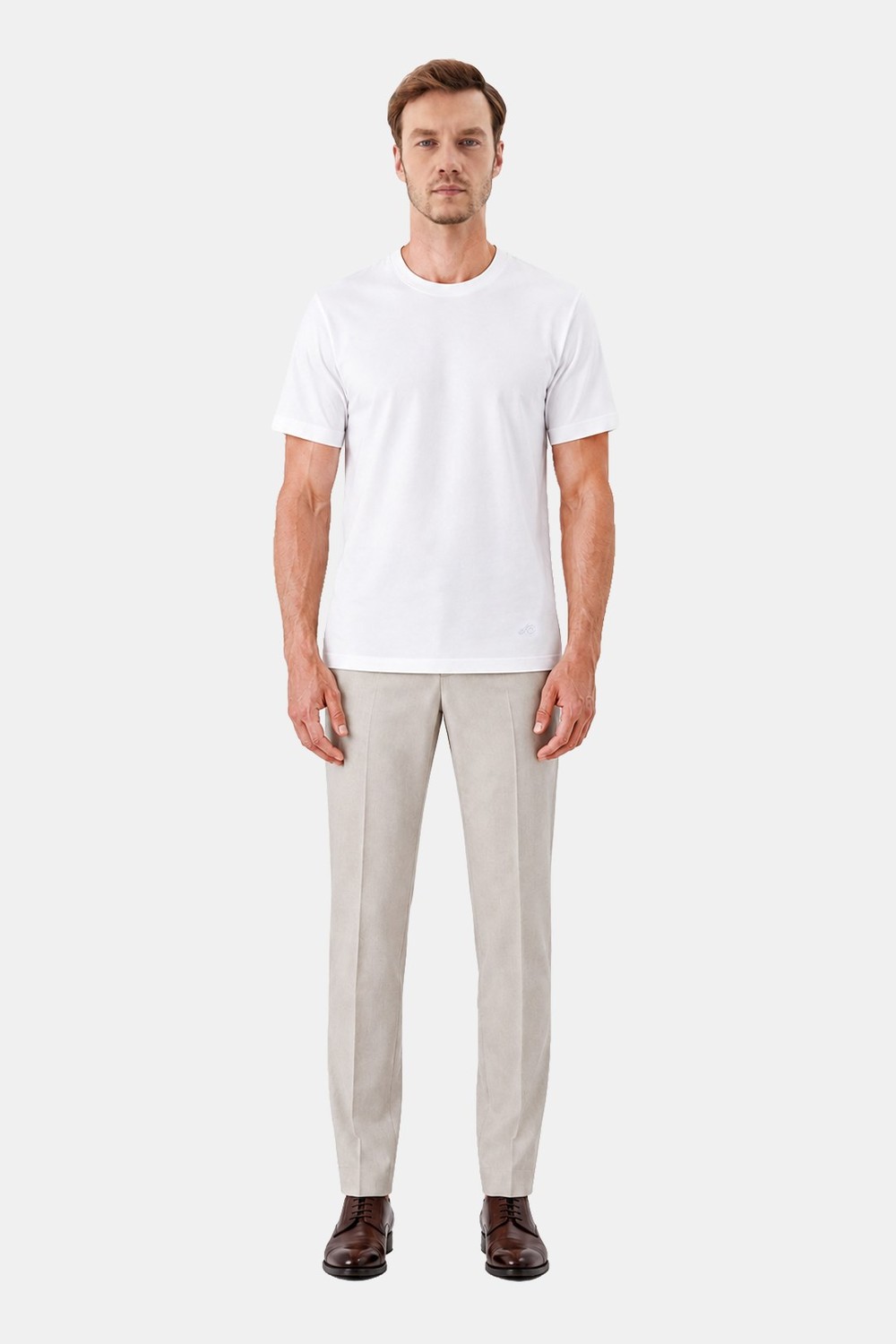 Beyaz %100 Pamuk Regular Fit Bisiklet Yaka Basic T-shirt