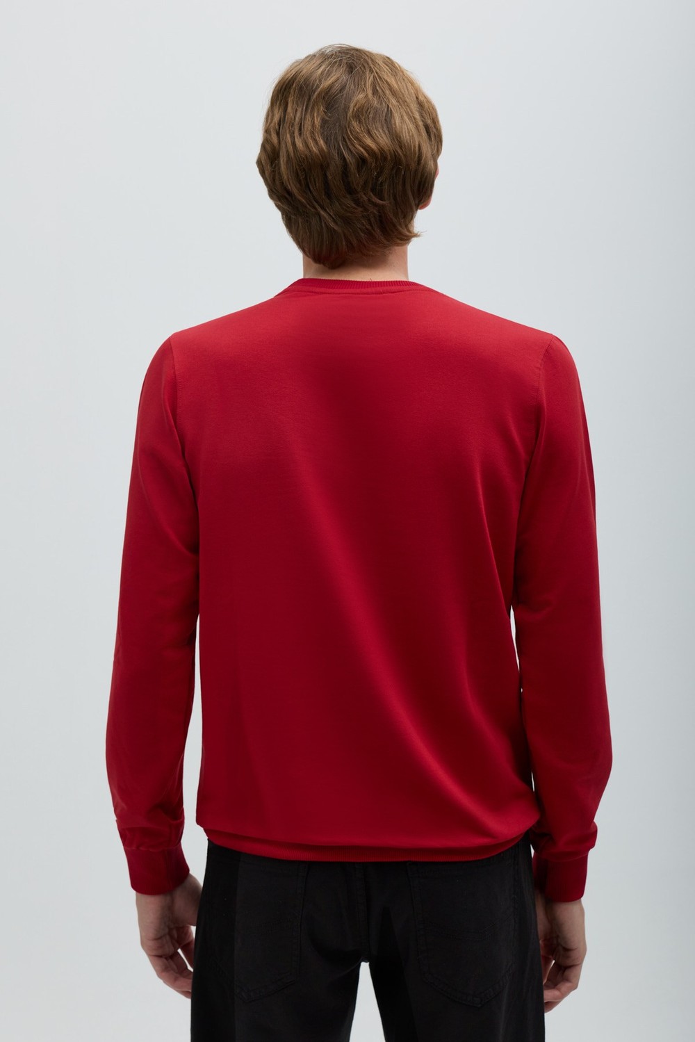 Bordo Bisiklet Yaka Basic Erkek Sweatshirt