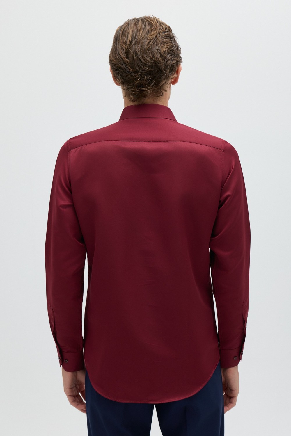 Bordo KLASİK YAKA REGULAR GÖMLEK