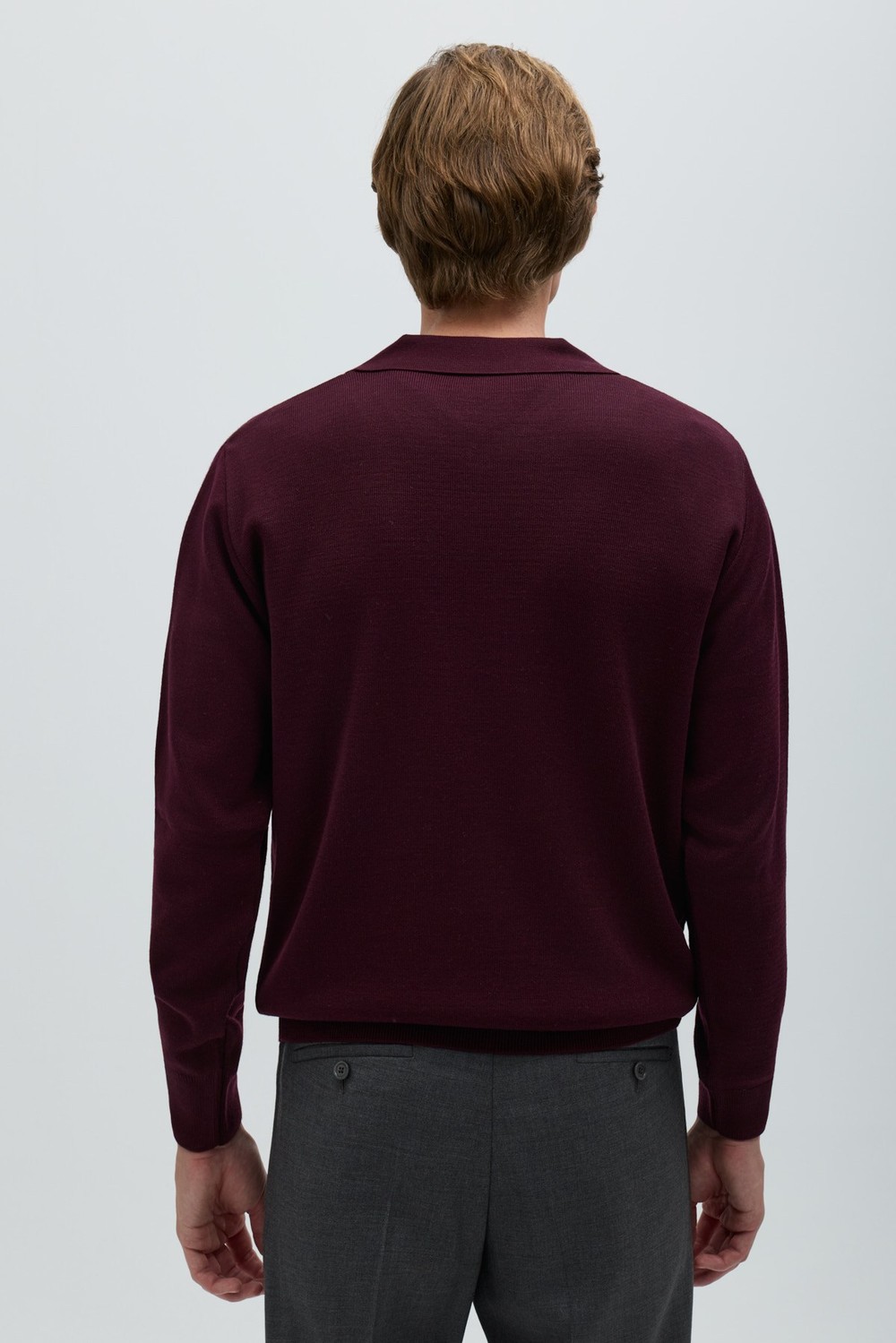Bordo POLO YAKA 4 DÜĞMELİ NAKIŞLI TRİKO KAZAK