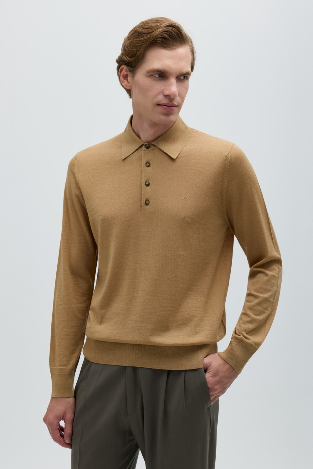 Camel POLO YAKA 3 DÜĞMELİ TRİKO KAZAK