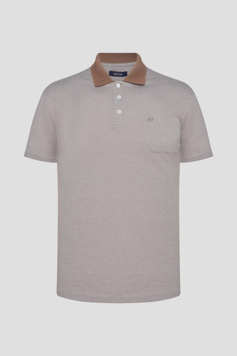 Kahve %100 Pamuk Regular Fit Jakar Desenli Cepli Polo Yaka T-shirt