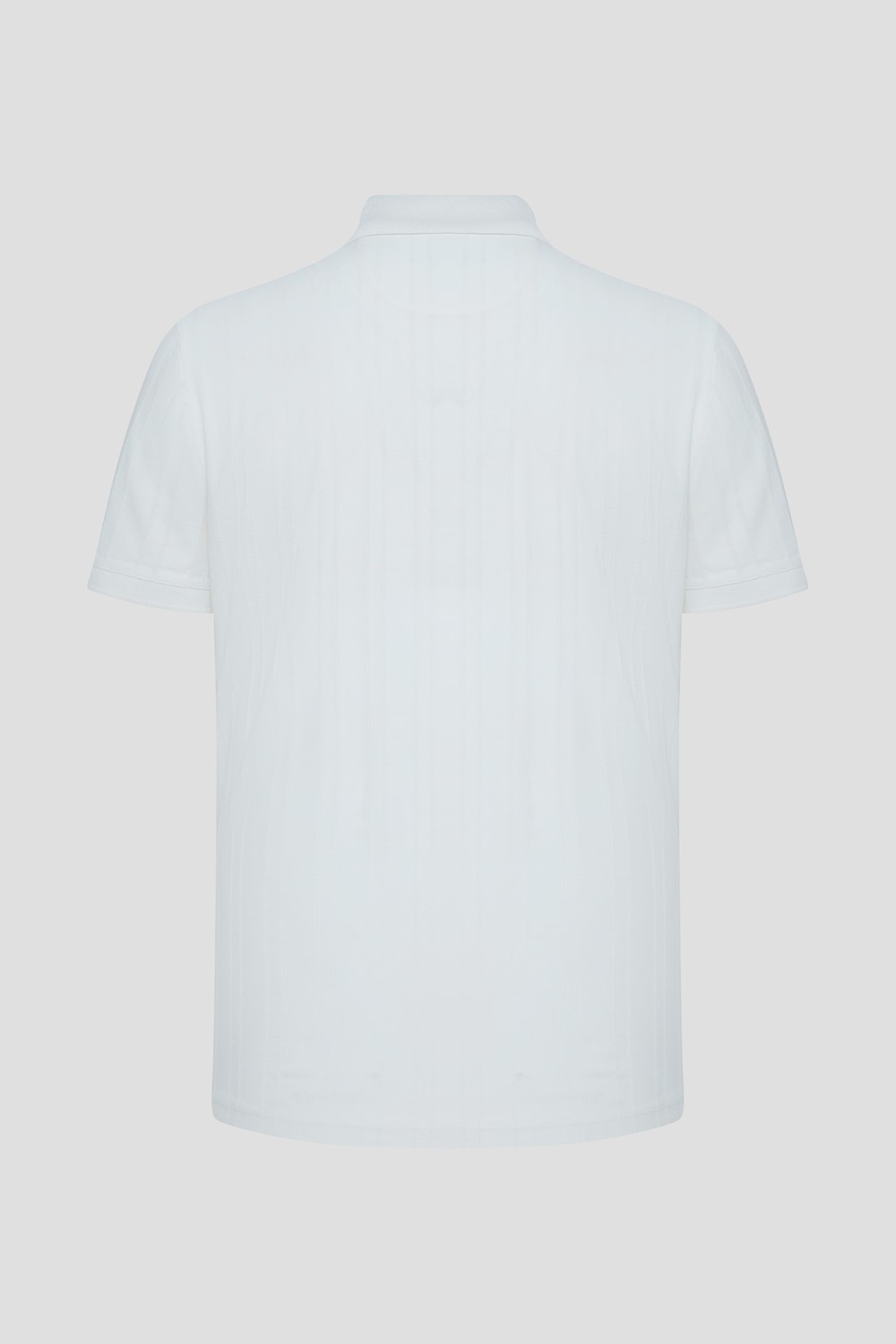 Beyaz %100 Pamuk Regular Fit Jakar Desenli Polo Yaka T-shirt