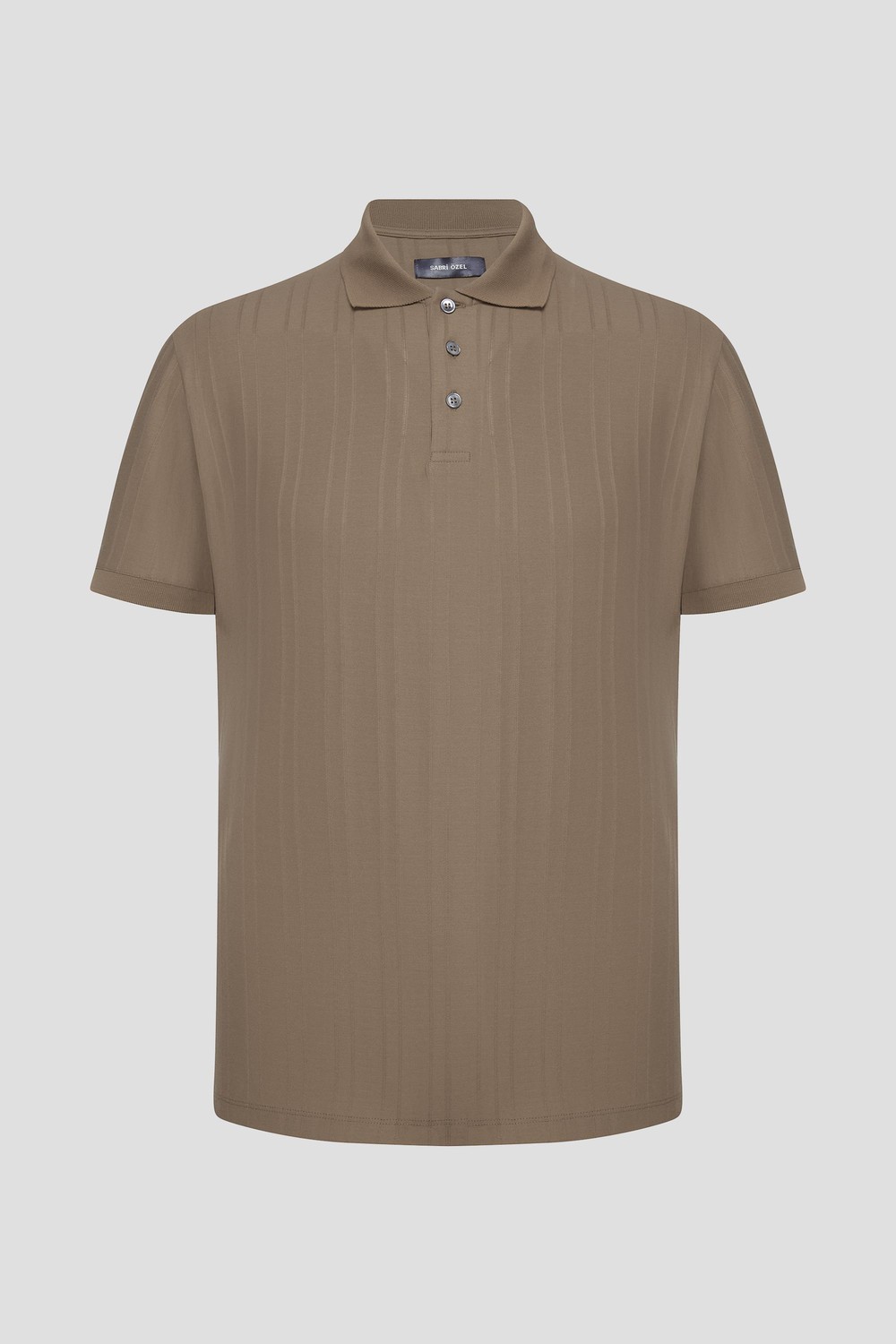 Bej %100 Pamuk Regular Fit Jakar Desenli Polo Yaka T-shirt