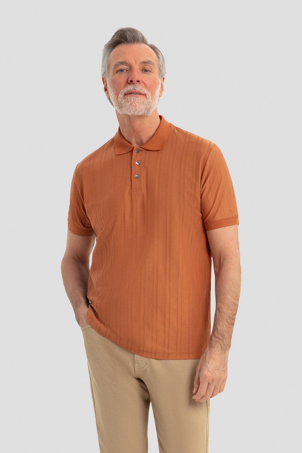 Tarçın %100 Pamuk Regular Fit Jakar Desenli Polo Yaka T-shirt