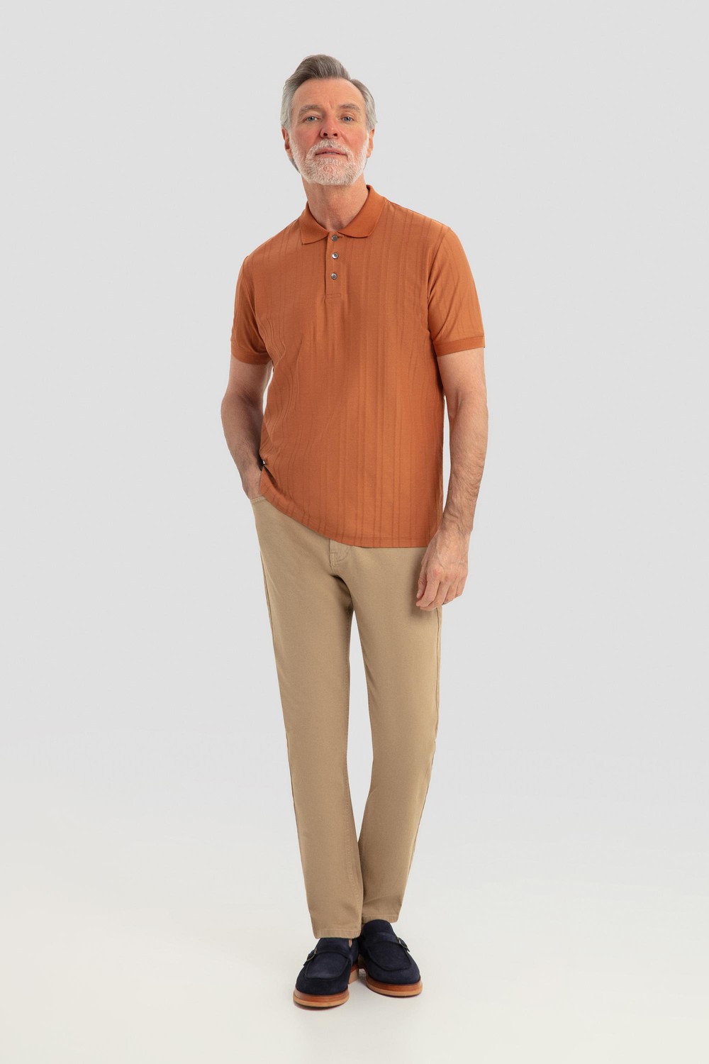 Tarçın %100 Pamuk Regular Fit Jakar Desenli Polo Yaka T-shirt