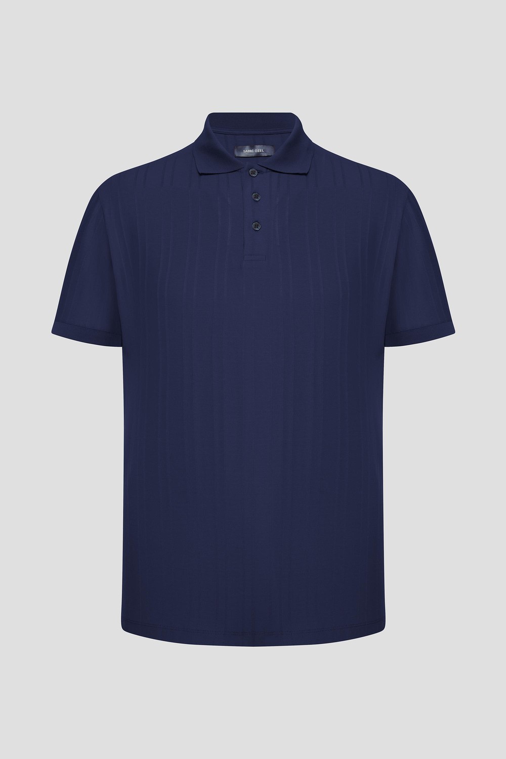 Lacivert %100 Pamuk Regular Fit Jakar Desenli Polo Yaka T-shirt