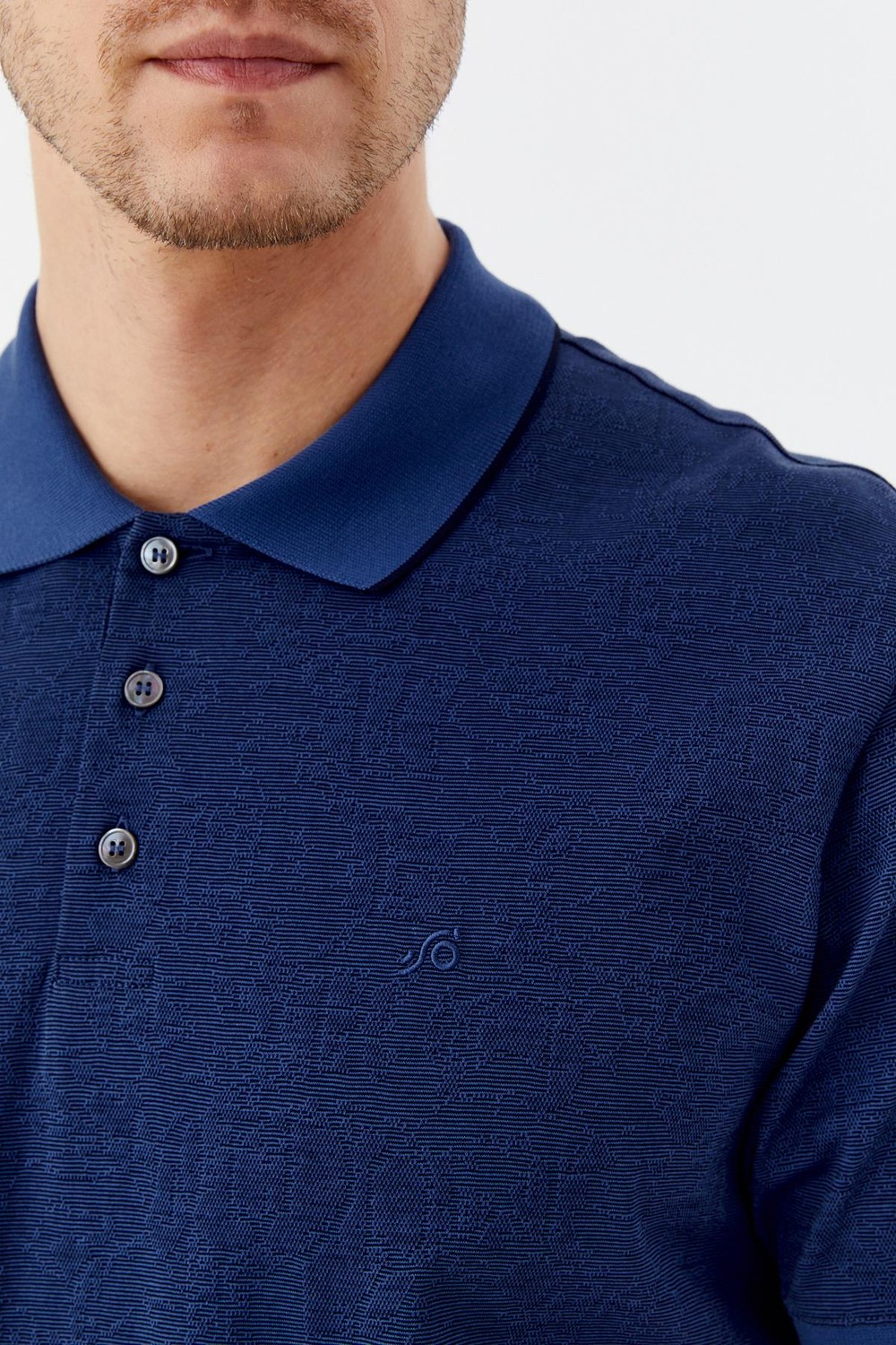 İndigo %100 Pamuk Regular Fit Desenli Polo Yaka T-shirt