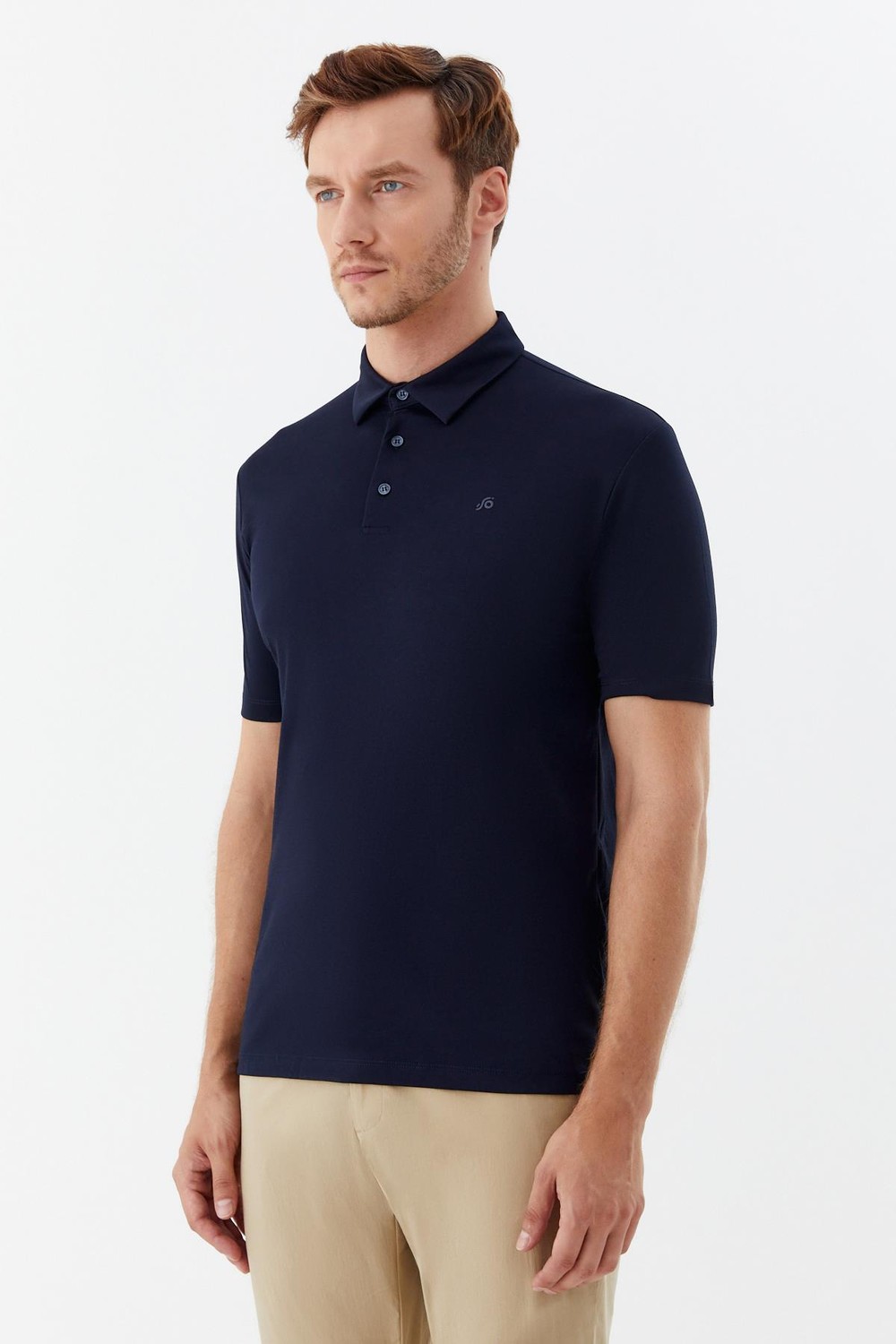 Lacivert Pamuklu Pike Slim Fit Polo Yaka T-shirt