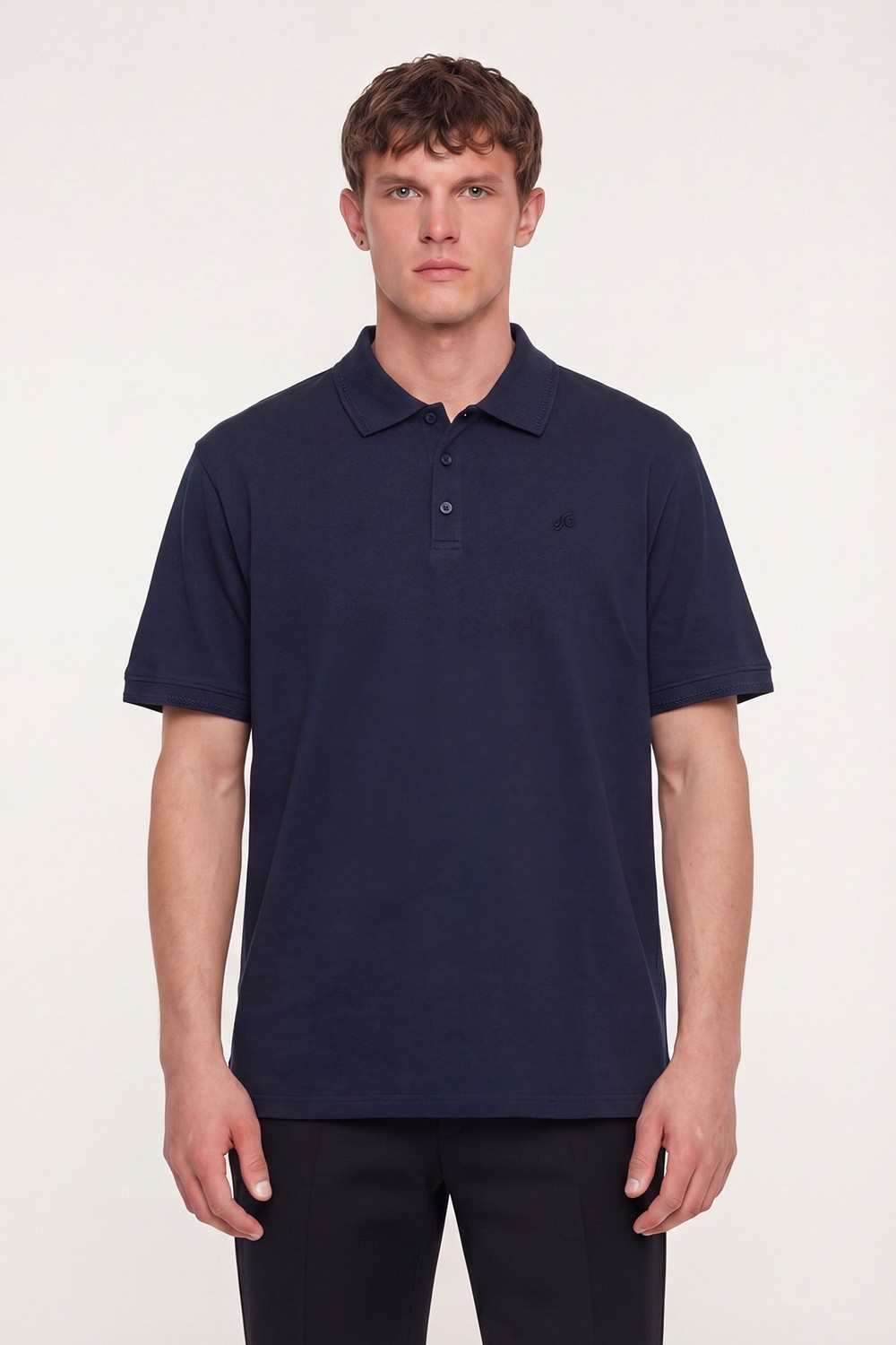 Lacivert Pamuklu Pike Basic Regular Fit Polo Yaka T-Shirt