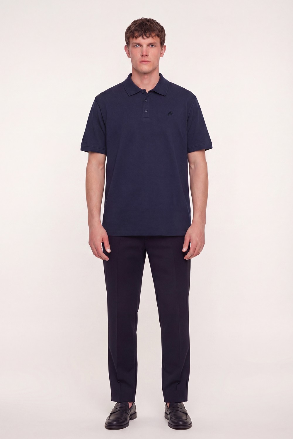Lacivert Pamuklu Pike Basic Regular Fit Polo Yaka T-Shirt