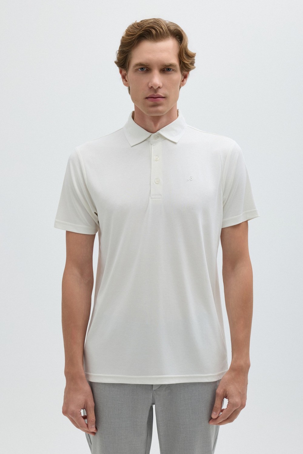 Ekru Modal Regular Fit Polo Yaka T-shirt