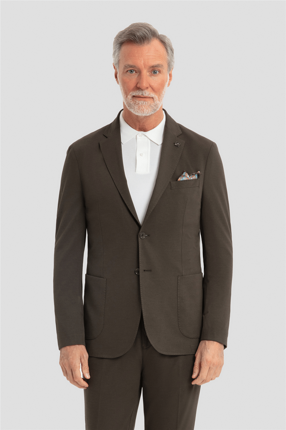 Koyu Haki Slim Fit 6 Drop Mono Yaka Modal Kumaş Lastikli Bel Astarsız Takım Elbise