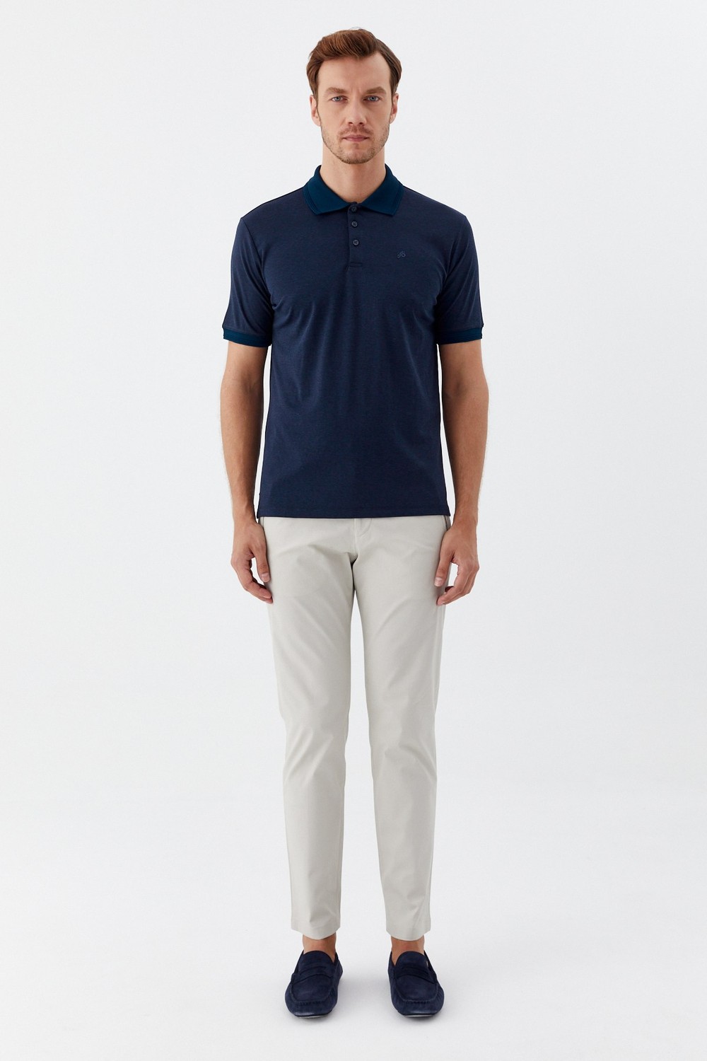 Lacivert Pamuklu Pike Regular Fit Polo Yaka T-shirt