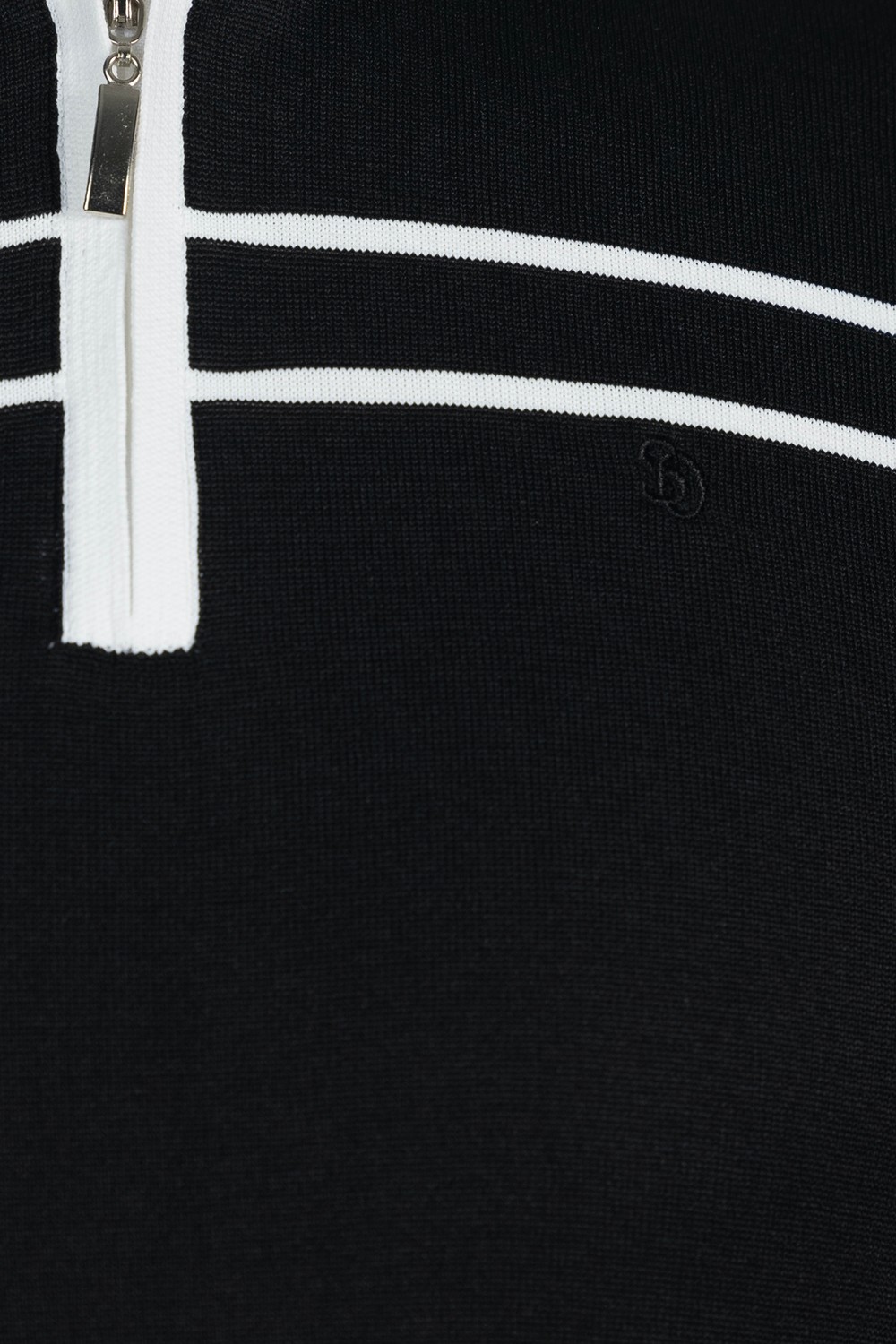 Siyah Regular Fit Örme Fermuarlı Polo Yaka Triko T-shirt