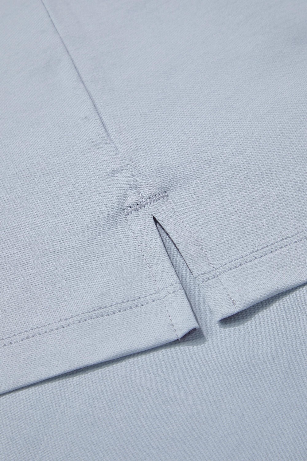 Açık Gri %100 Pamuk Regular Fit Gizli Fermuarlı Polo Yaka T-shirt