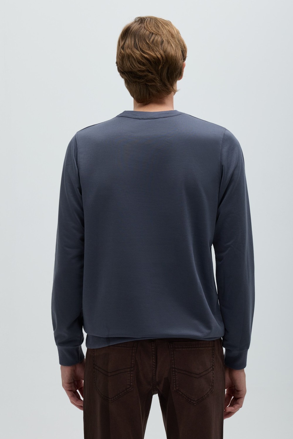 Füme Bisiklet Yaka Basic Erkek Sweatshirt