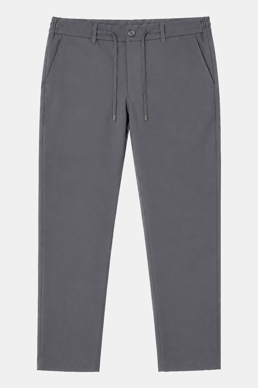 Gri Slim Fit Bel Bağcıklı Paraşüt Pantolon